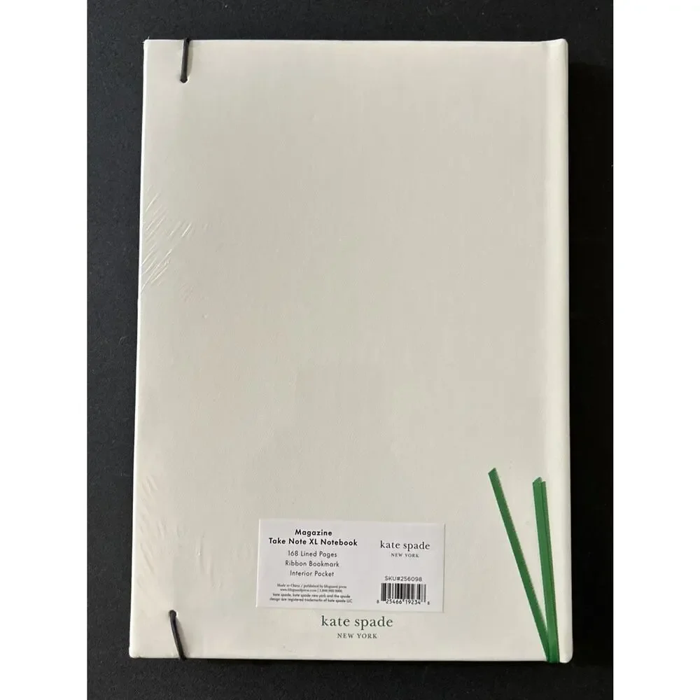 Kate Spade New York Magazine Take Note XL Notebook 168 Pages Bookmark Pocket New